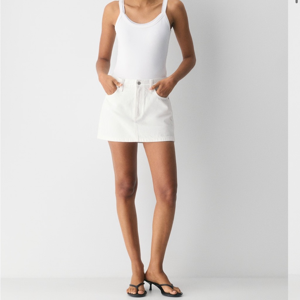 Denim Forum White Mini Denim Skirt
